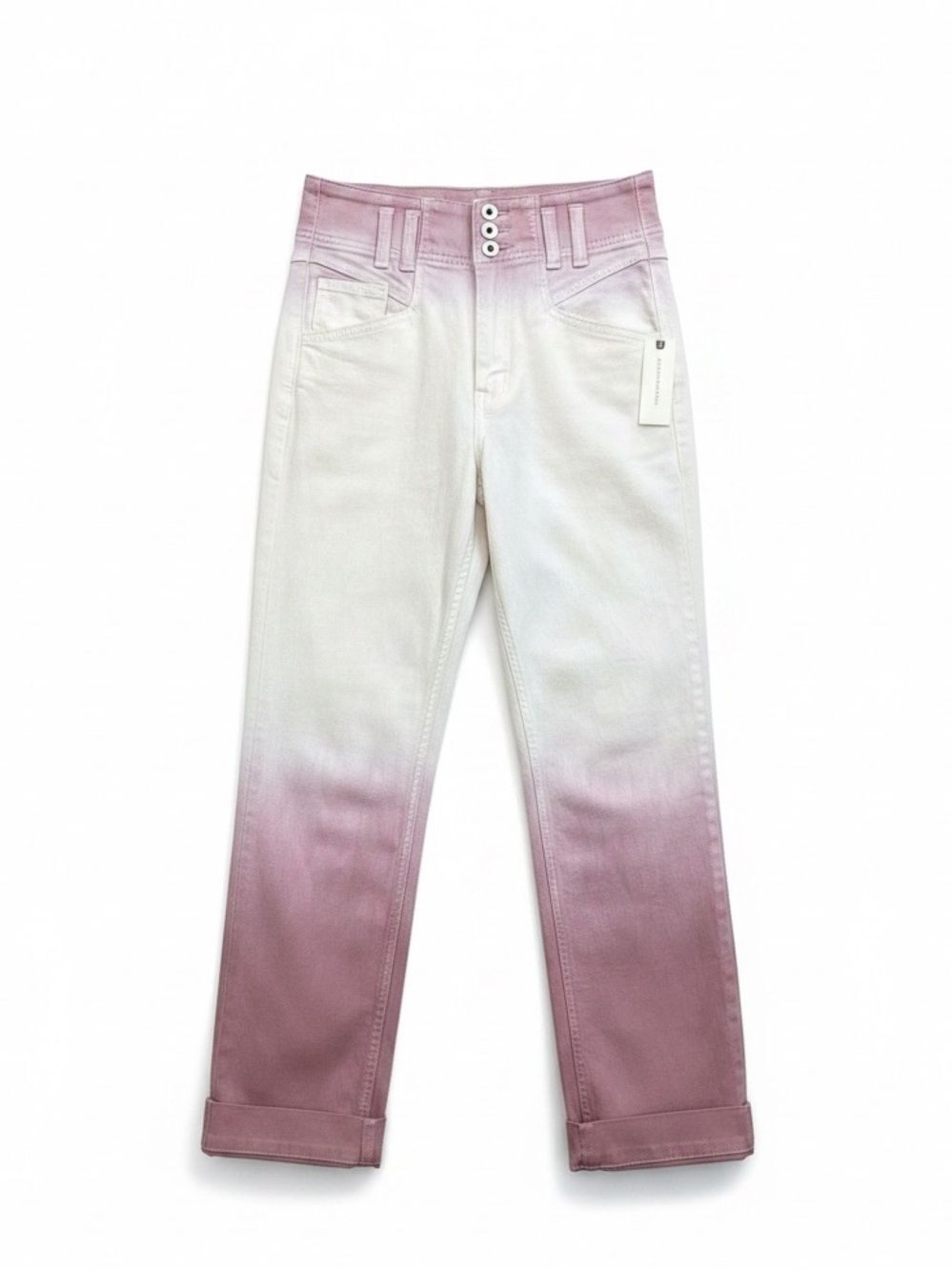 Anthropologie Jeans White Purple Rose Ombre High Rise Sz 26 NWT